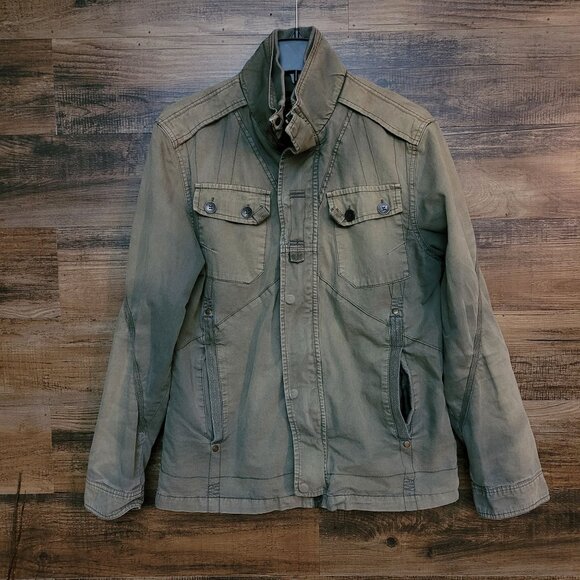 Vtg Outpost Makers Utility Military Jacket M Vtg Grunge Wash 90's Y2K Ripped - Picture 1 of 15